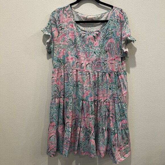 Lilly Pulitzer XXL Jodee Swing Flounce Dress Spotted On Worth rare hard To Find - Picture 2 of 9